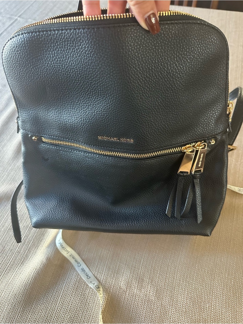 Michael Kors Black Pebbled Leather Backpack with Gold Hardware - Picture 5 of 8